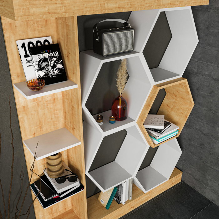 Hanah Home Estantería Sueno Blanco y Roble Hanah Home Estantería Sueno Blanco y Roble